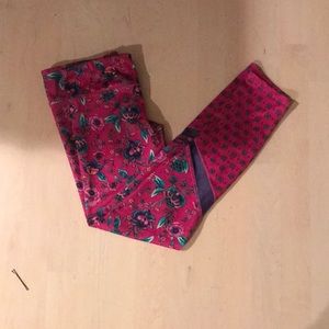 floral print sheer panel leggings